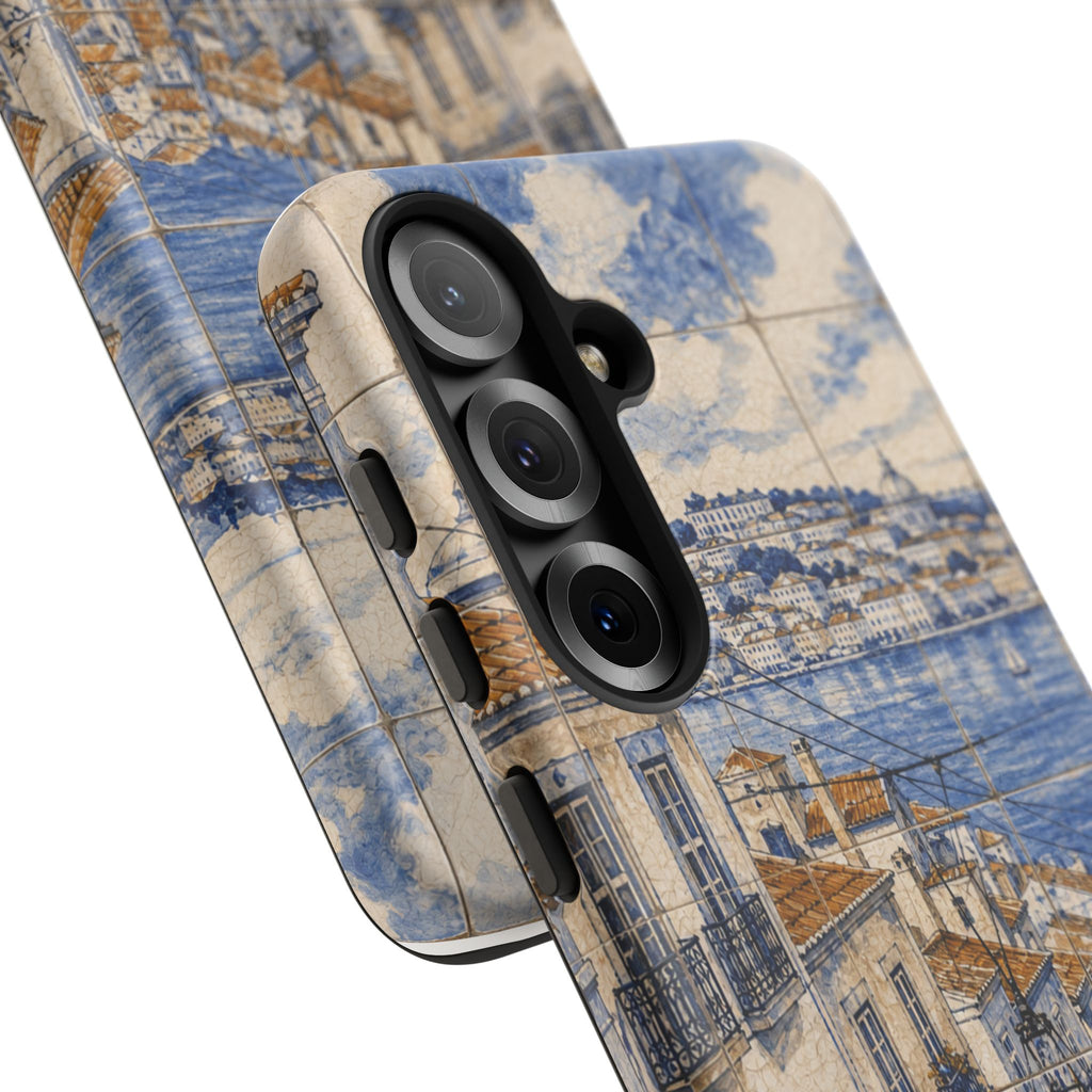 Lisbon Phone Case, Azulejo-Look Travel Art, Tough Protective Case, Matte or Glossy