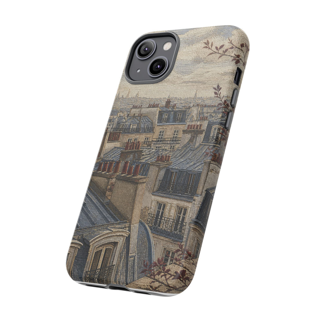 Paris Phone Case, Jacquard-Look Travel Art, Tough Protective Case, Matte or Glossy