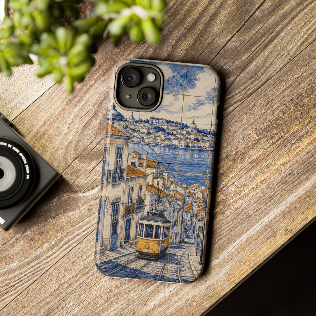 Lisbon Phone Case, Azulejo-Look Travel Art, Tough Protective Case, Matte or Glossy
