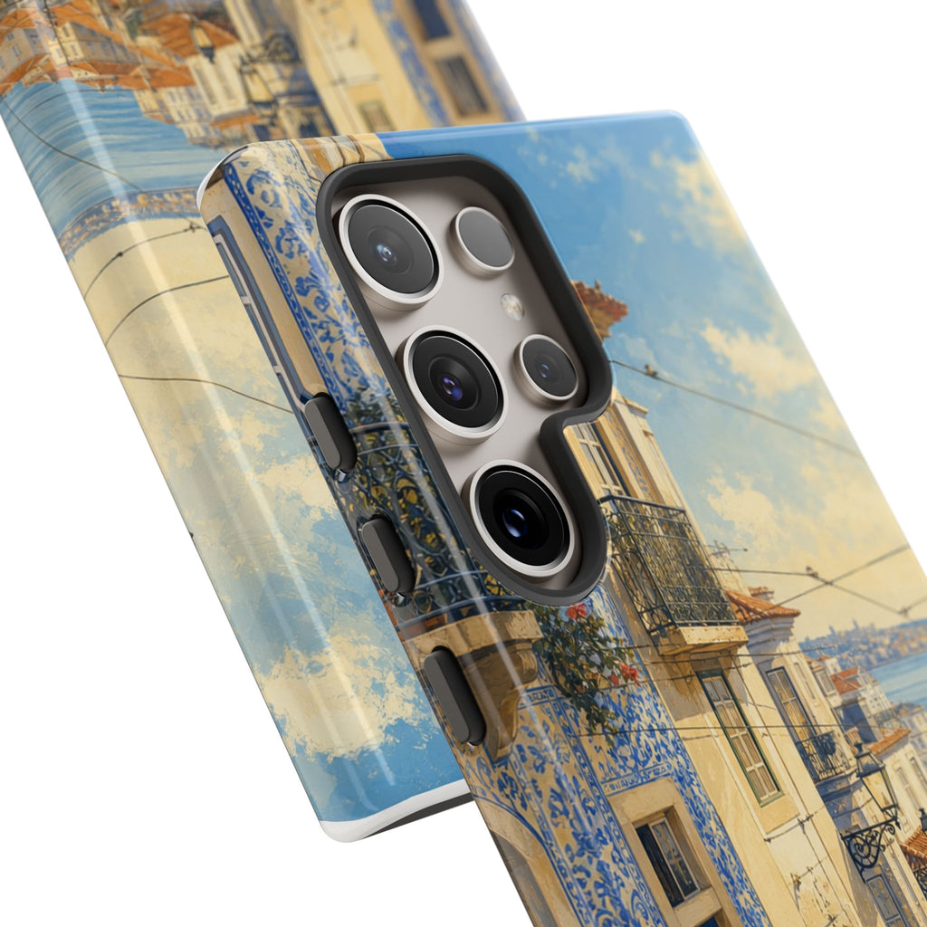 Lisbon Phone Case, Tram Street Travel Art, Tough Protective Case, Matte or Glossy