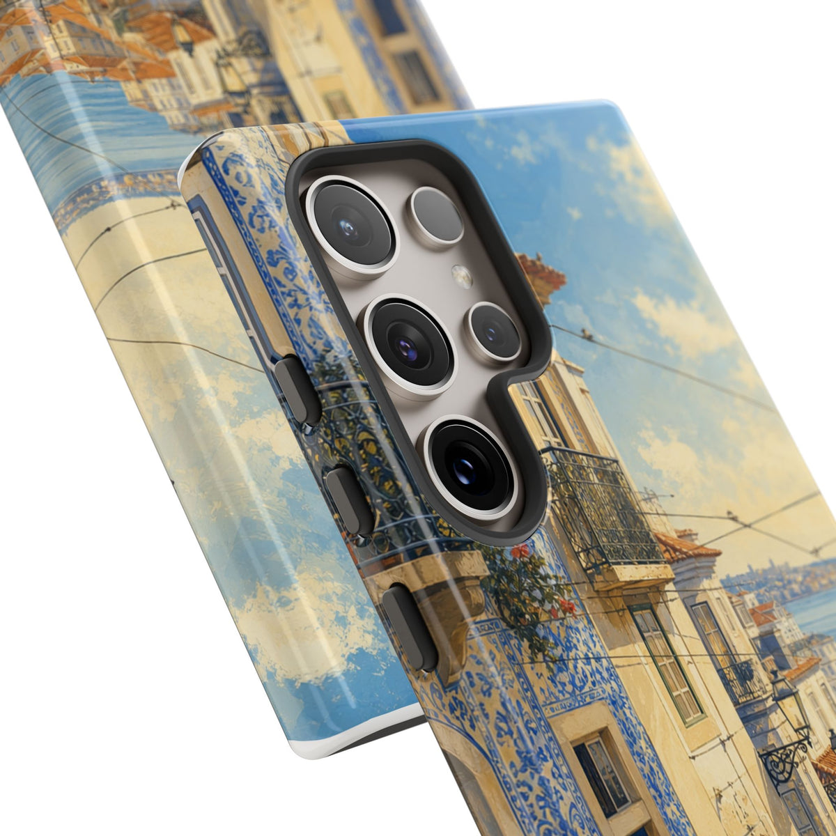 Lisbon Phone Case, Tram Street Travel Art, Tough Protective Case, Matte or Glossy