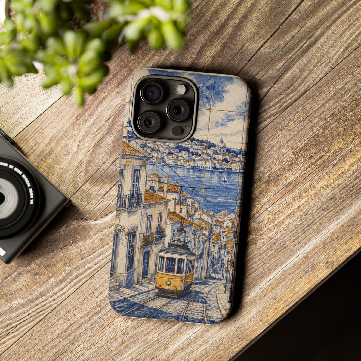 Lisbon Phone Case, Azulejo-Look Travel Art, Tough Protective Case, Matte or Glossy