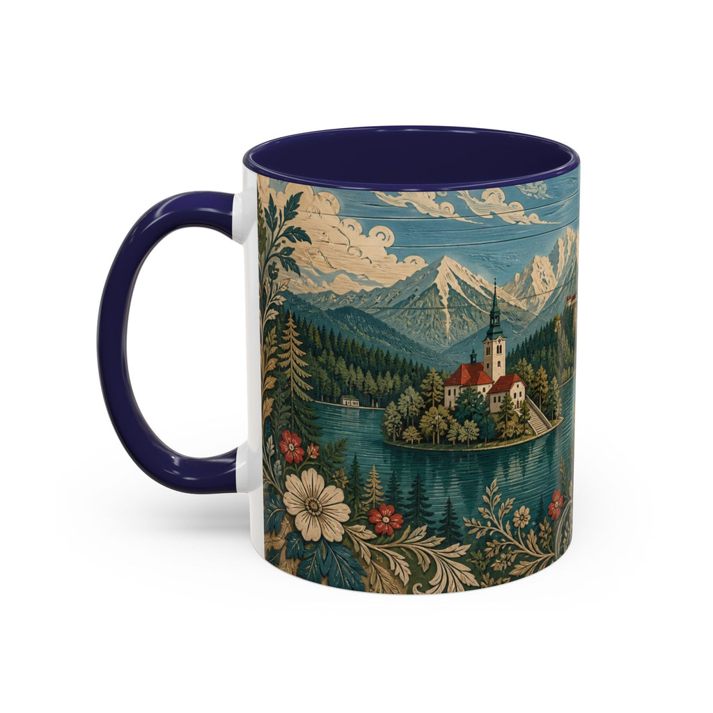 Bled & Ljubljana Accent Coffee Mug, Material-Look Travel Art, 11oz 15oz