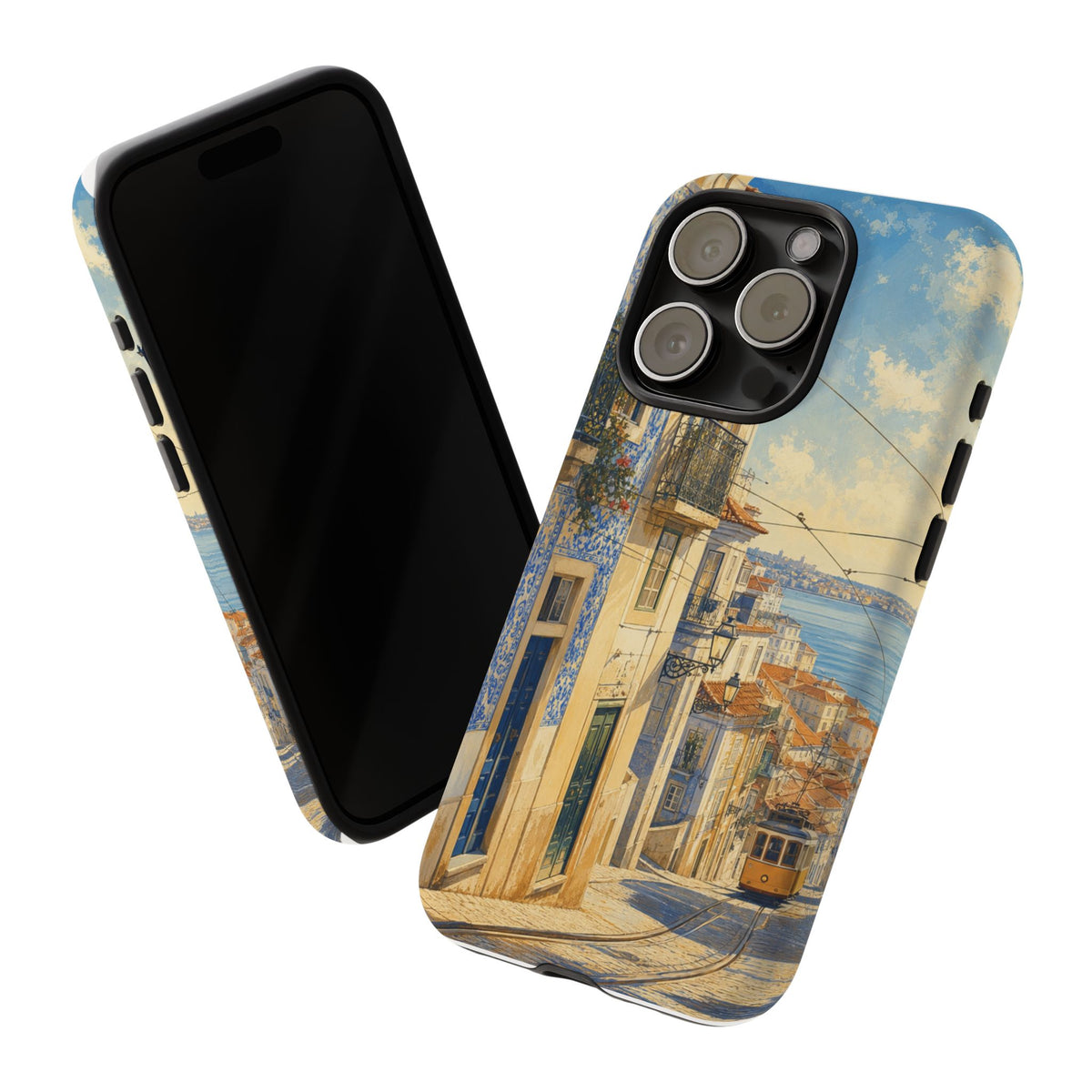 Lisbon Phone Case, Tram Street Travel Art, Tough Protective Case, Matte or Glossy