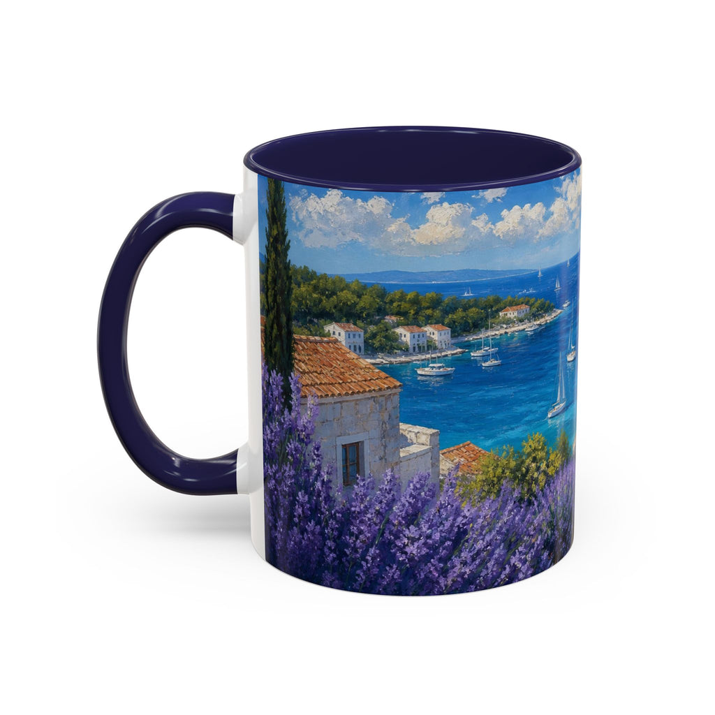 Hvar & Split Accent Coffee Mug, Scenic Travel Art, 11oz 15oz