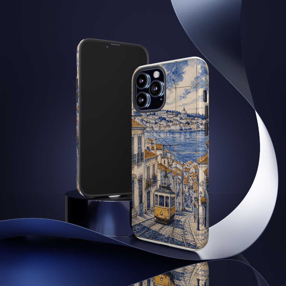 Lisbon Phone Case, Azulejo-Look Travel Art, Tough Protective Case, Matte or Glossy