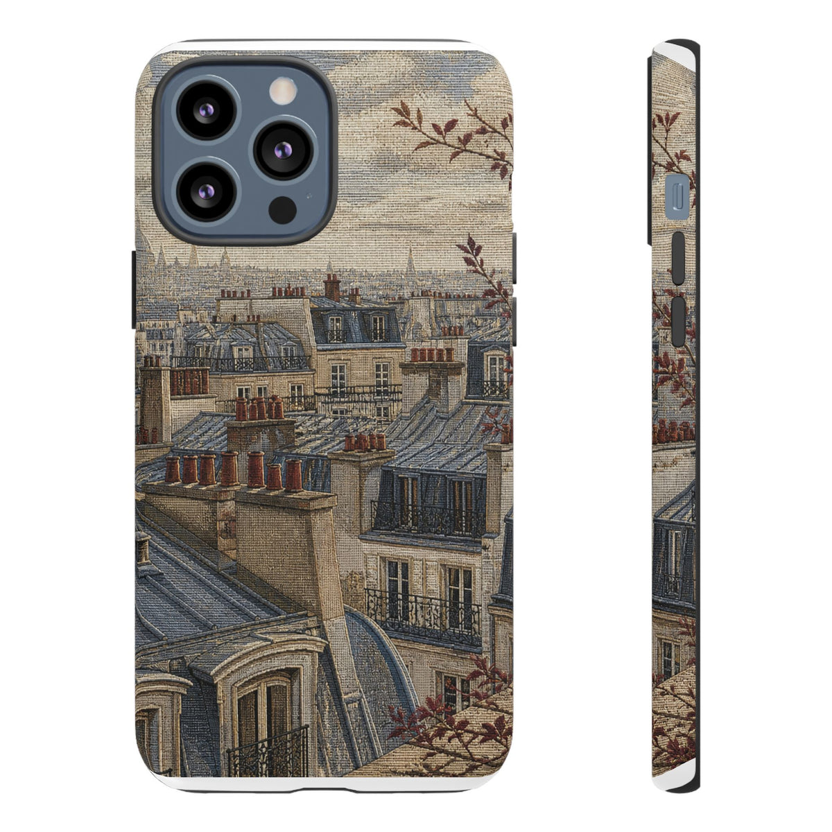 Paris Phone Case, Jacquard-Look Travel Art, Tough Protective Case, Matte or Glossy