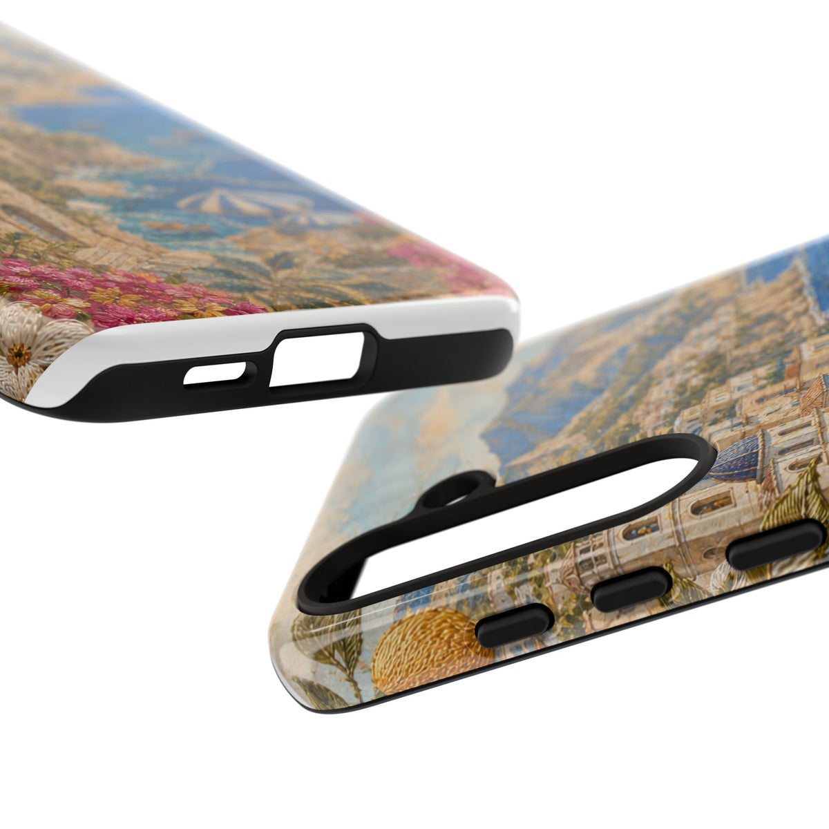 Amalfi Coast Phone Case, Fresco Embroidery-Look Art, Tough Protective Case