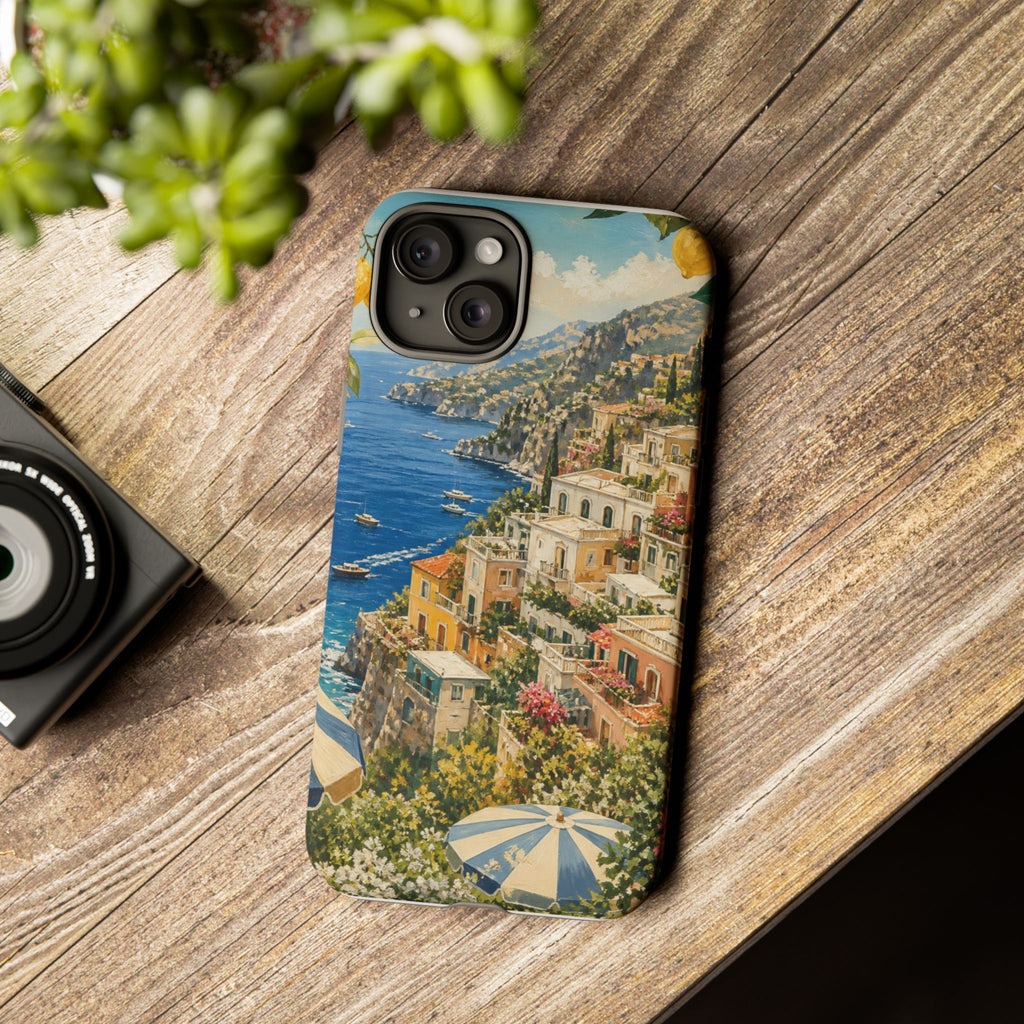 Amalfi Coast Phone Case, Coastal Travel Art, Tough Protective Case, Matte or Glossy
