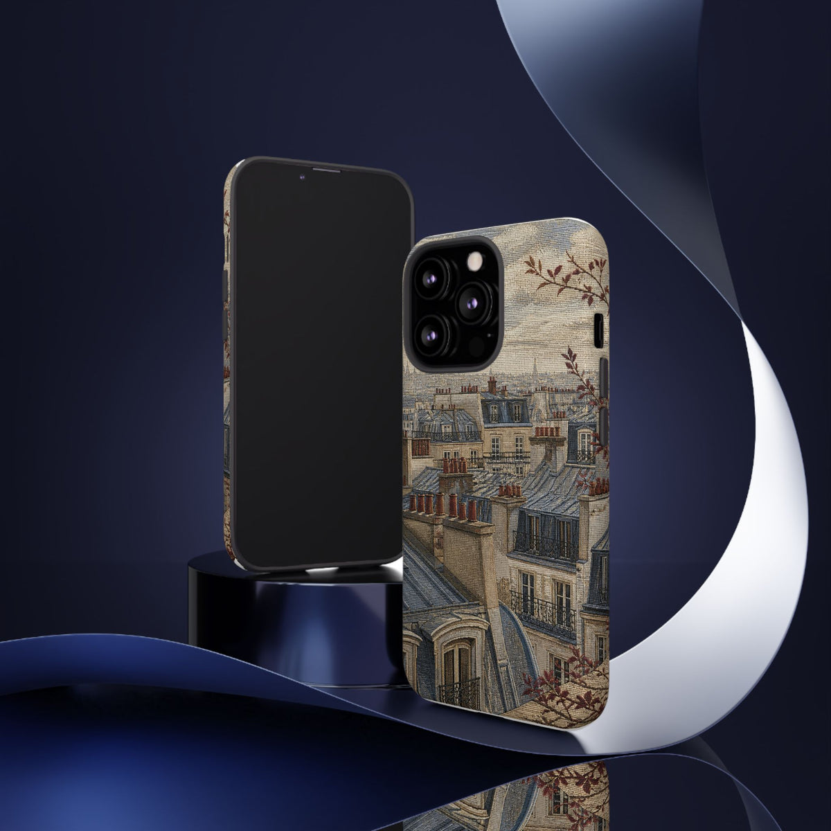 Paris Phone Case, Jacquard-Look Travel Art, Tough Protective Case, Matte or Glossy