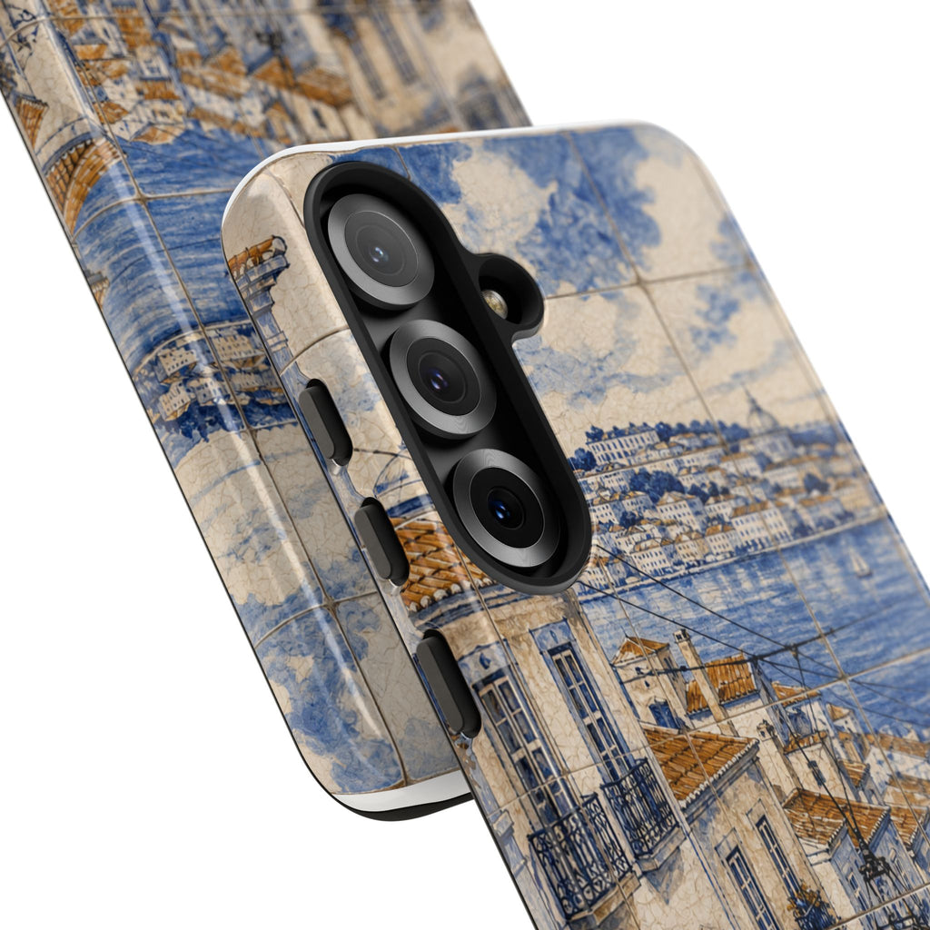 Lisbon Phone Case, Azulejo-Look Travel Art, Tough Protective Case, Matte or Glossy