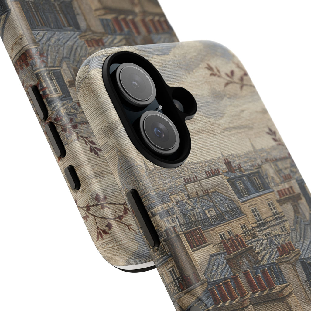 Paris Phone Case, Jacquard-Look Travel Art, Tough Protective Case, Matte or Glossy