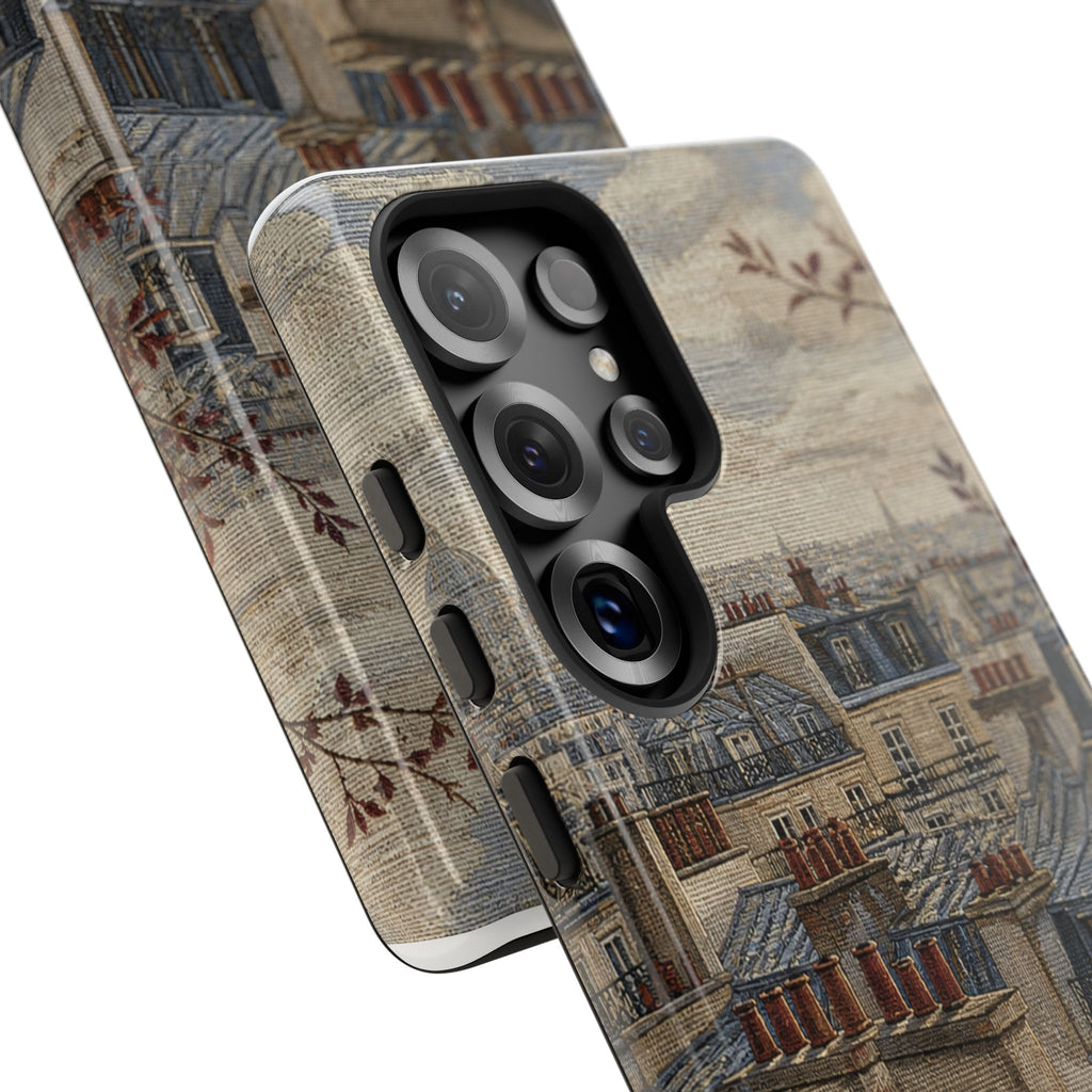 Paris Phone Case, Jacquard-Look Travel Art, Tough Protective Case, Matte or Glossy