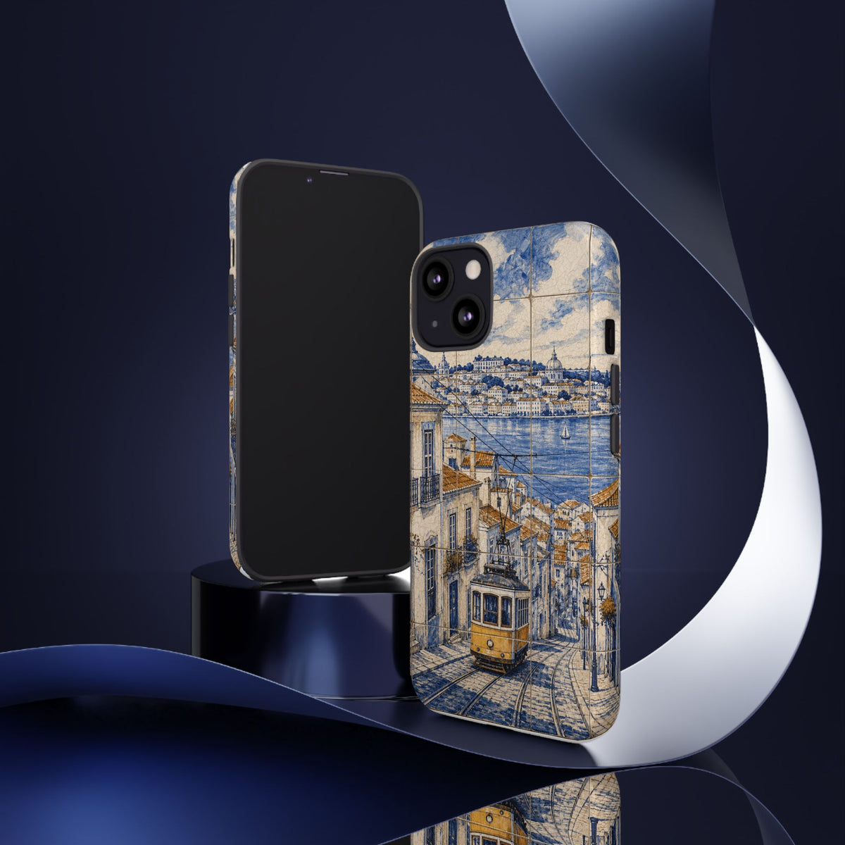 Lisbon Phone Case, Azulejo-Look Travel Art, Tough Protective Case, Matte or Glossy