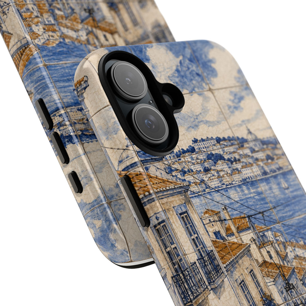 Lisbon Phone Case, Azulejo-Look Travel Art, Tough Protective Case, Matte or Glossy