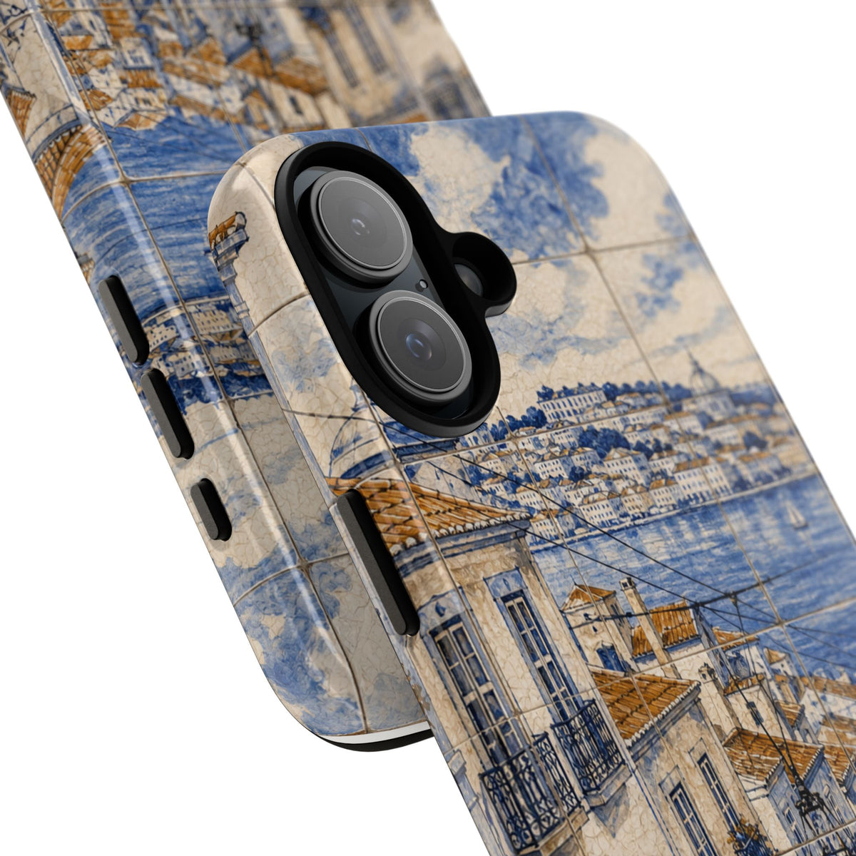 Lisbon Phone Case, Azulejo-Look Travel Art, Tough Protective Case, Matte or Glossy