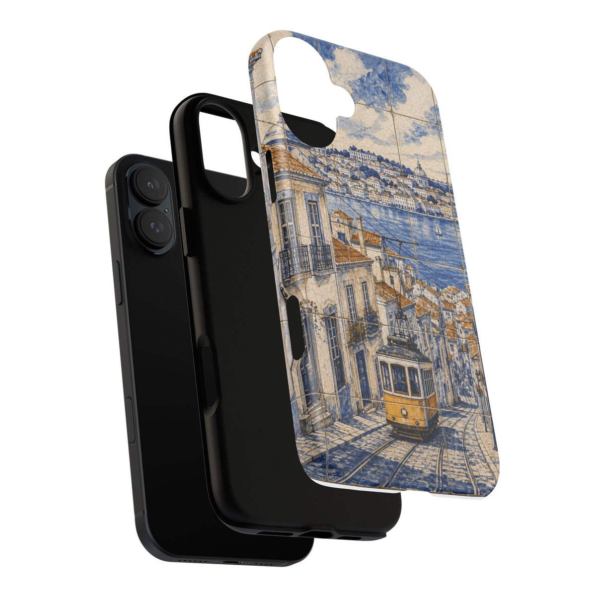 Lisbon Phone Case, Azulejo-Look Travel Art, Tough Protective Case, Matte or Glossy