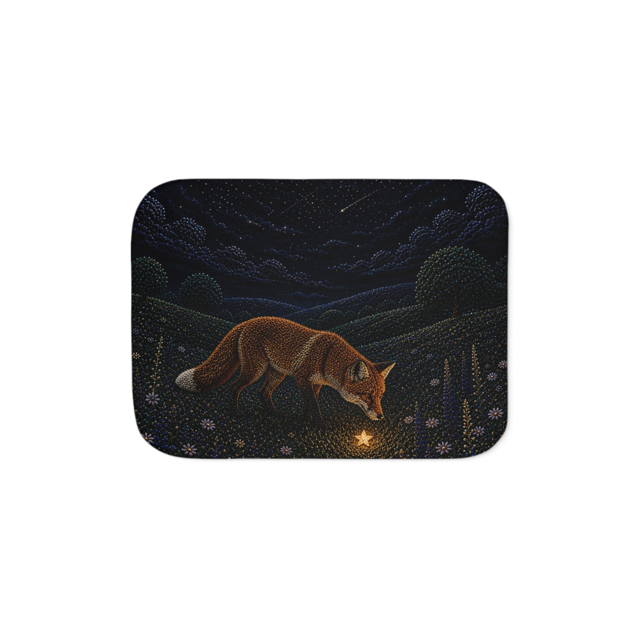 Fox Blanket for Kids, Fox and the Falling Stars Sherpa Throw, Woodland Nursery Decor, Cozy Toddler Blanket, Baby Shower Gift