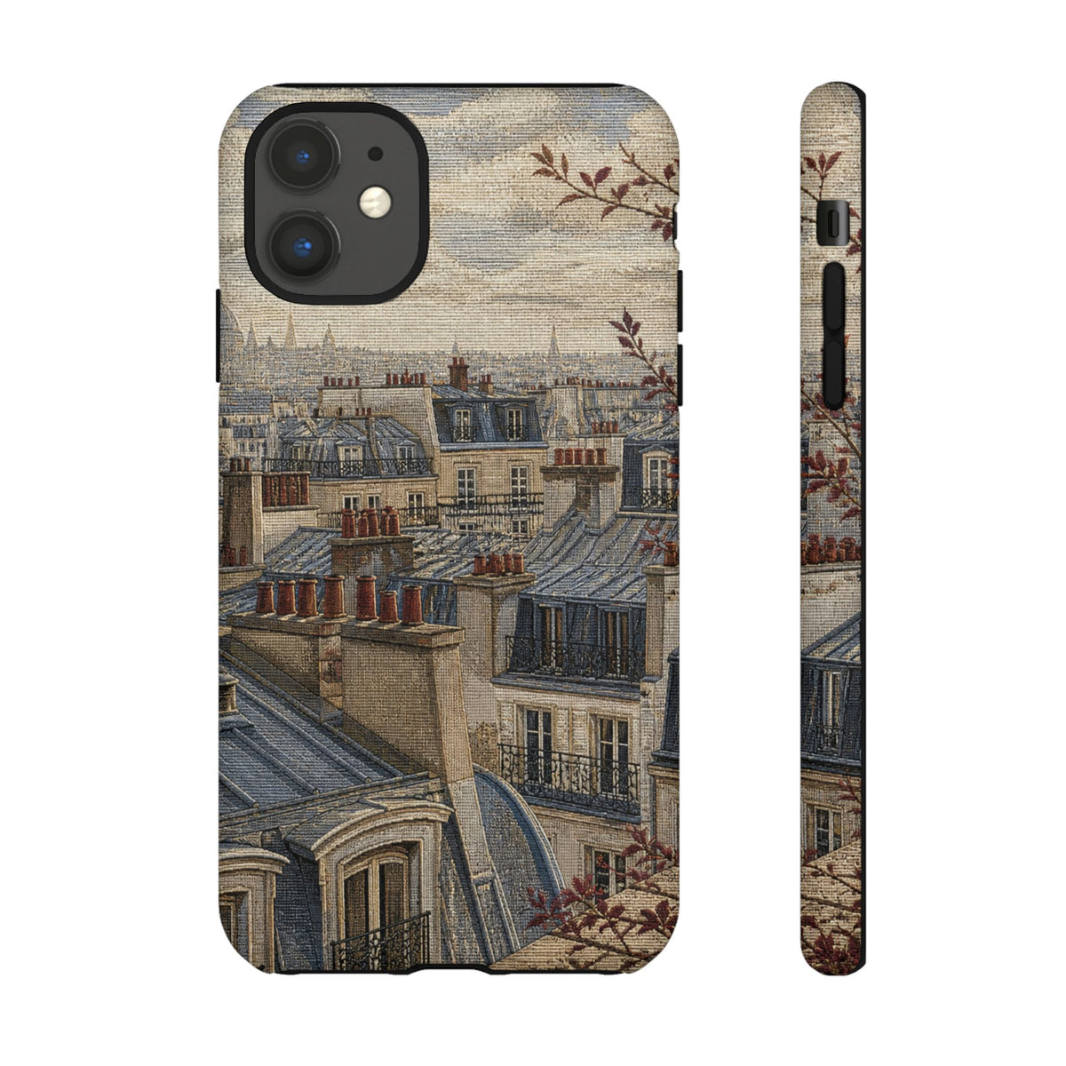 Paris Phone Case, Jacquard-Look Travel Art, Tough Protective Case, Matte or Glossy