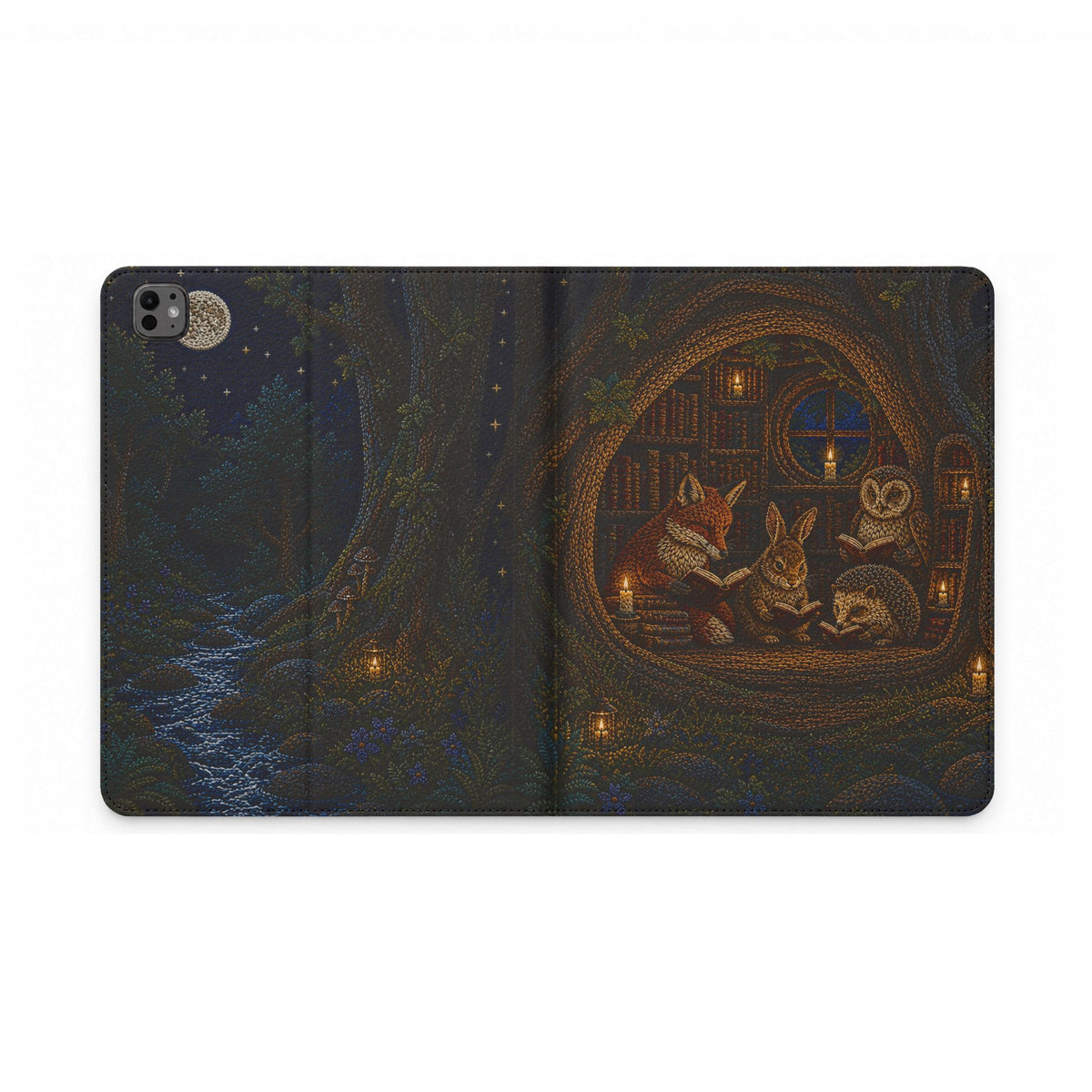 Book Lover iPad Case, Midnight Library Folio, Vegan Leather Tablet Case with Card Pockets, Reading Gift, Teacher Gift