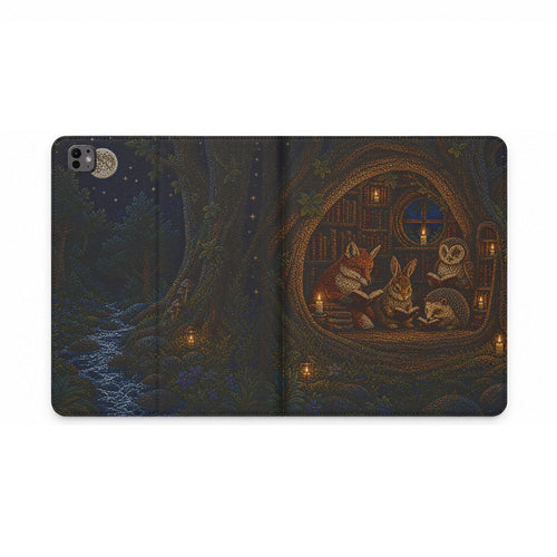 Book Lover iPad Case, Midnight Library Folio, Vegan Leather Tablet Case with Card Pockets, Reading Gift, Teacher Gift