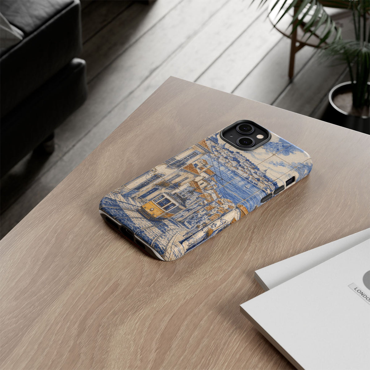 Lisbon Phone Case, Azulejo-Look Travel Art, Tough Protective Case, Matte or Glossy