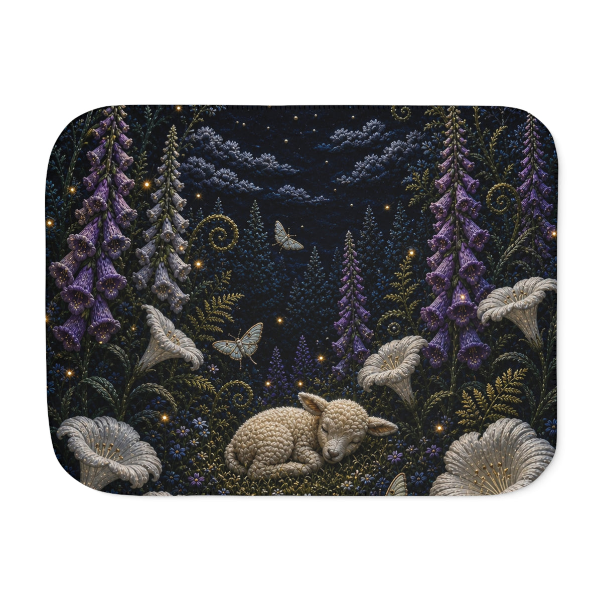 Moon Garden Blanket, Silk Embroidery Look Sherpa Throw, Celestial Nursery Decor, Kids Blanket, Baby Shower Gift, Storybook Nursery