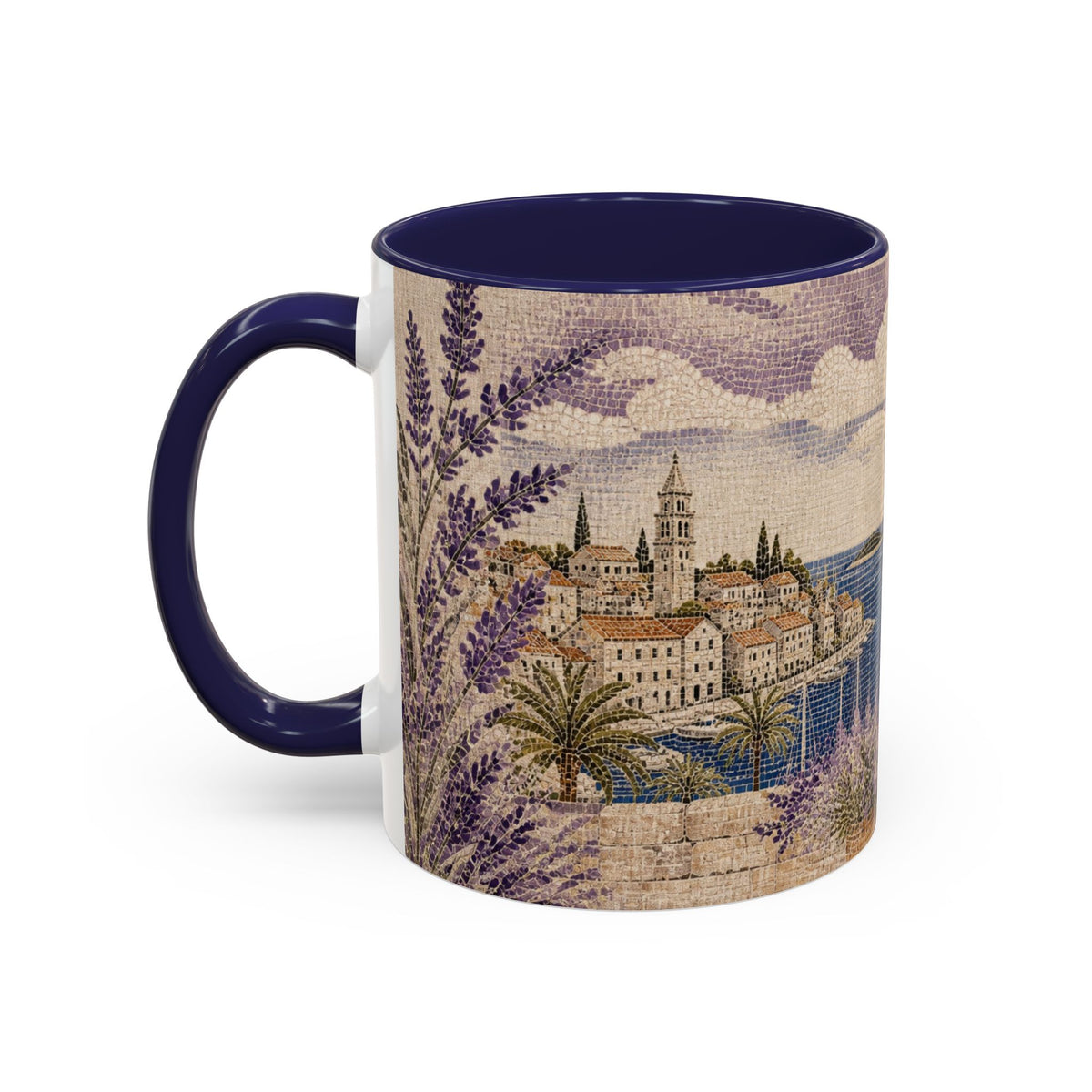 Hvar & Split Accent Coffee Mug, Material-Look Travel Art, 11oz 15oz
