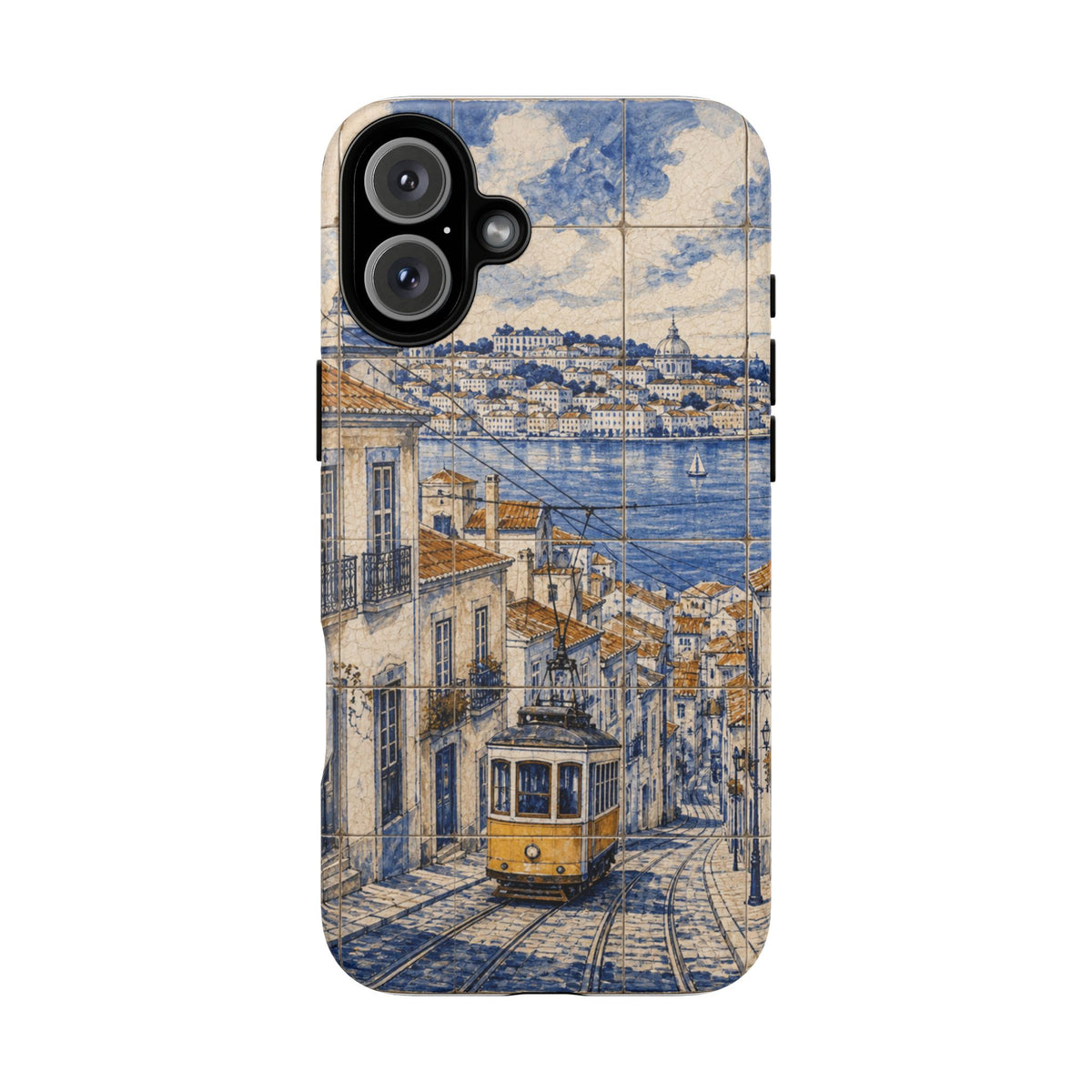 Lisbon Phone Case, Azulejo-Look Travel Art, Tough Protective Case, Matte or Glossy