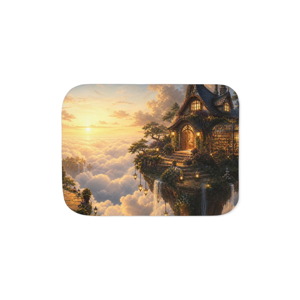 The House Above the Clouds Fantasy Sherpa Blanket