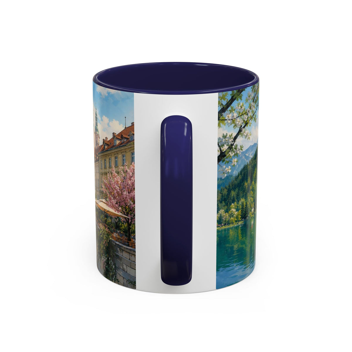 Bled & Ljubljana Accent Coffee Mug, Scenic Travel Art, 11oz 15oz