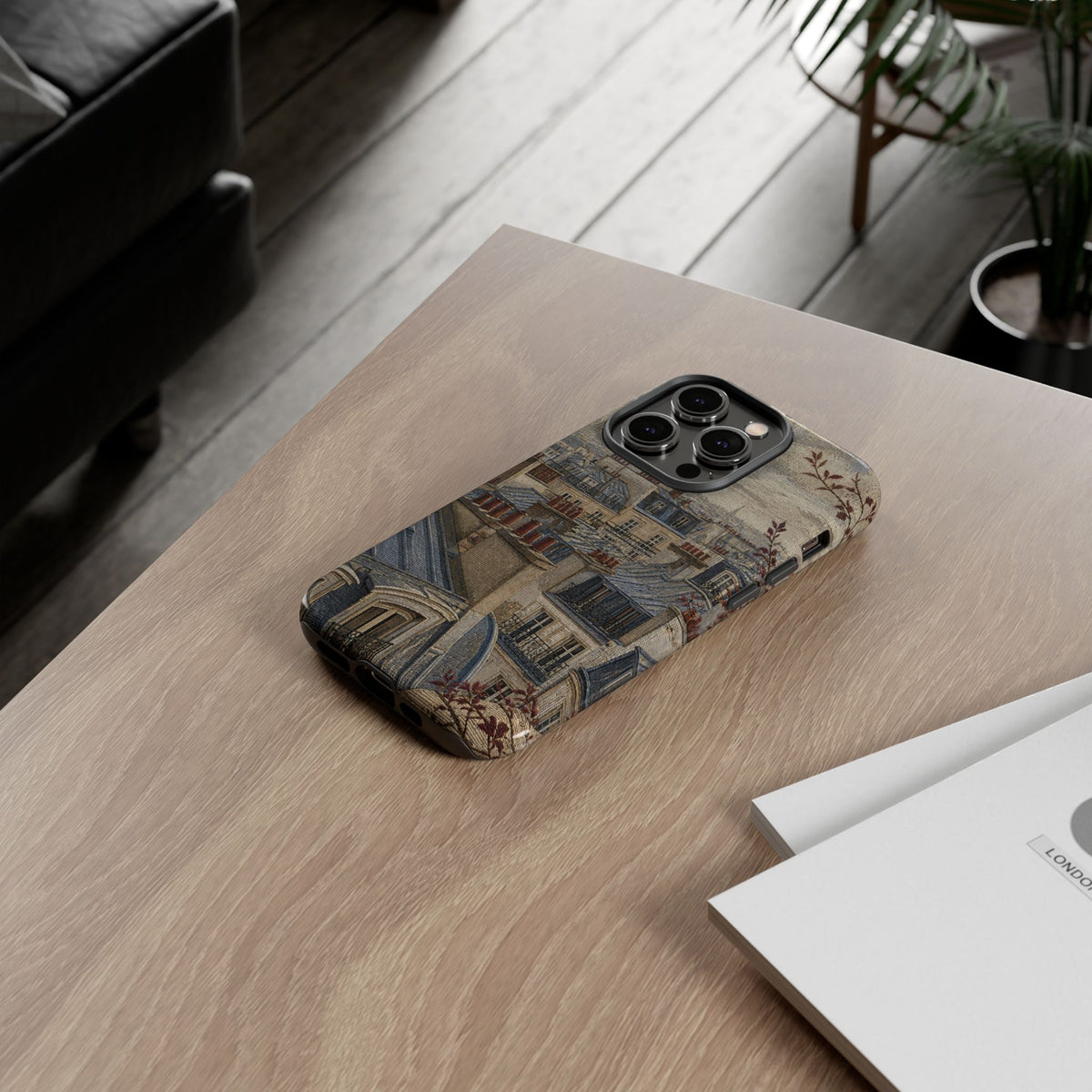 Paris Phone Case, Jacquard-Look Travel Art, Tough Protective Case, Matte or Glossy