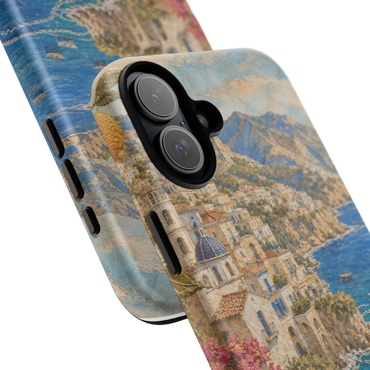 Amalfi Coast Phone Case, Fresco Embroidery-Look Art, Tough Protective Case