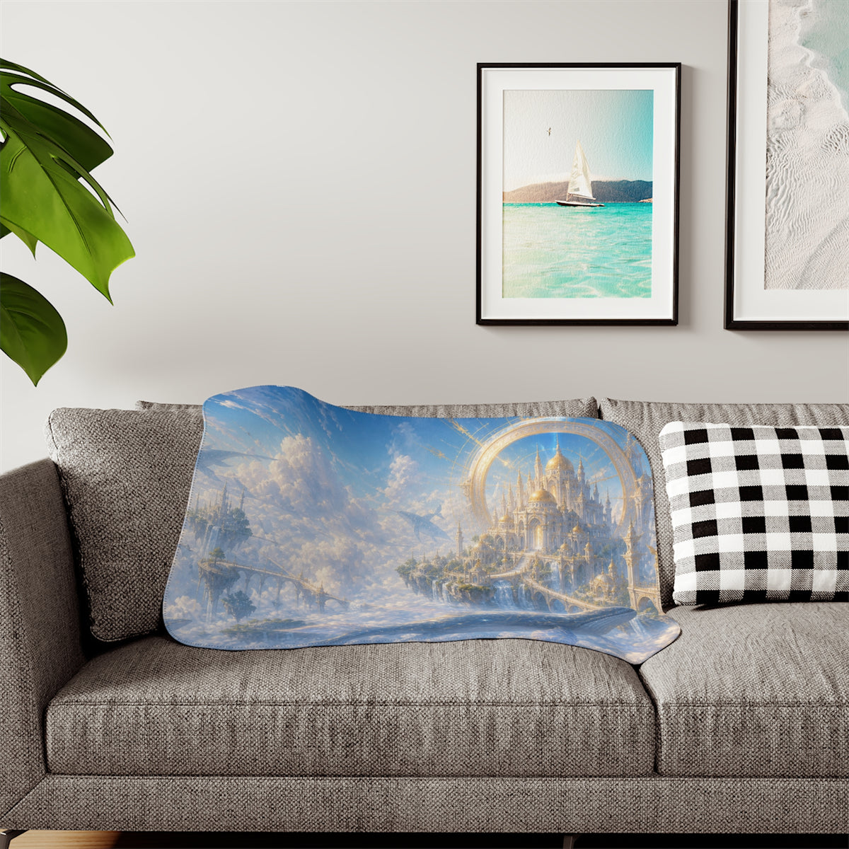 The Palace of Skywhales Fantasy Sherpa Blanket