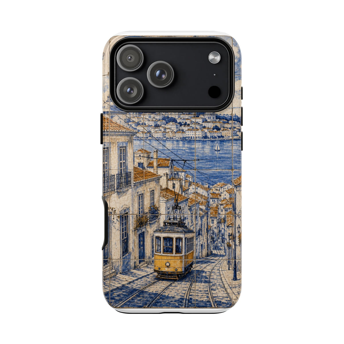 Lisbon Phone Case, Azulejo-Look Travel Art, Tough Protective Case, Matte or Glossy
