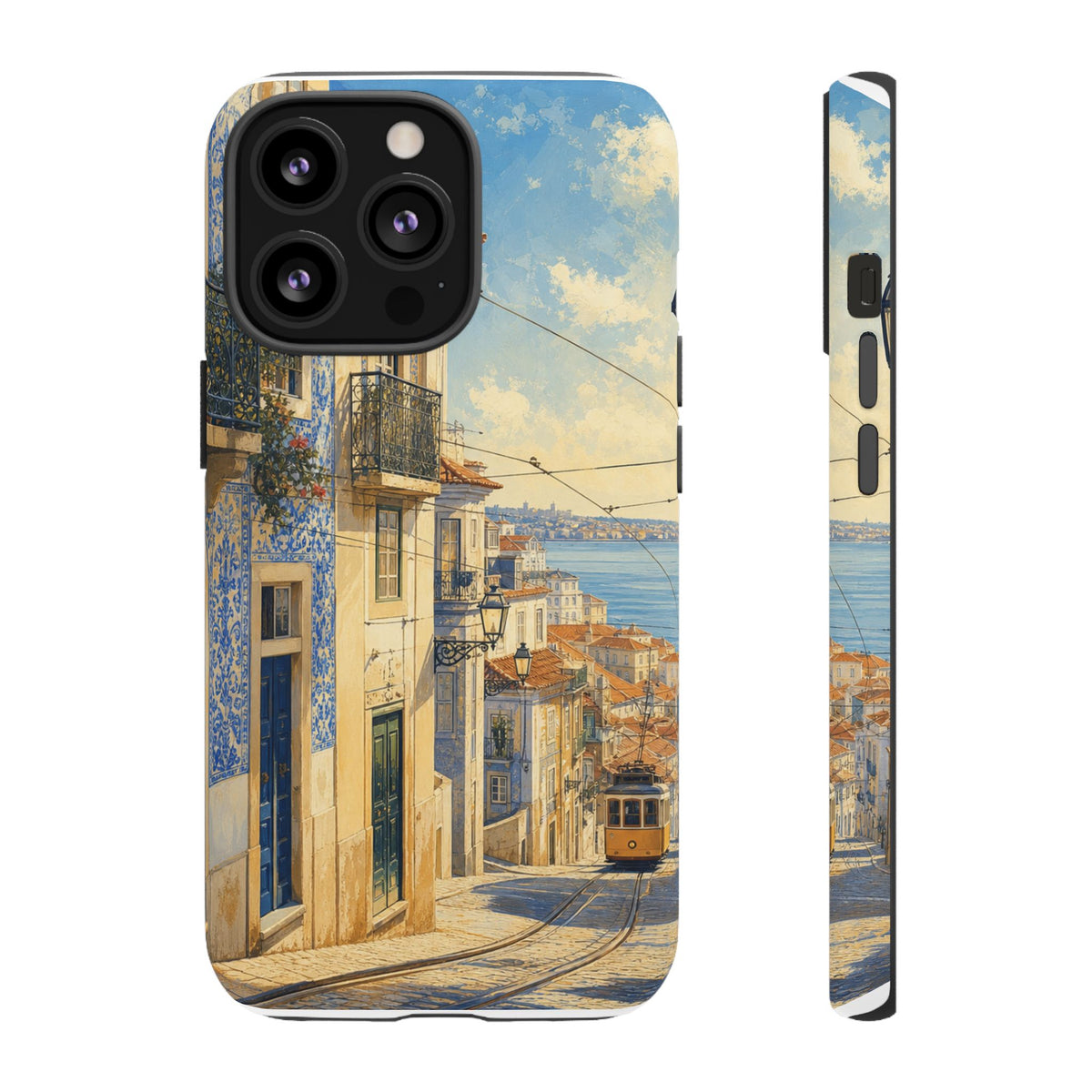 Lisbon Phone Case, Tram Street Travel Art, Tough Protective Case, Matte or Glossy