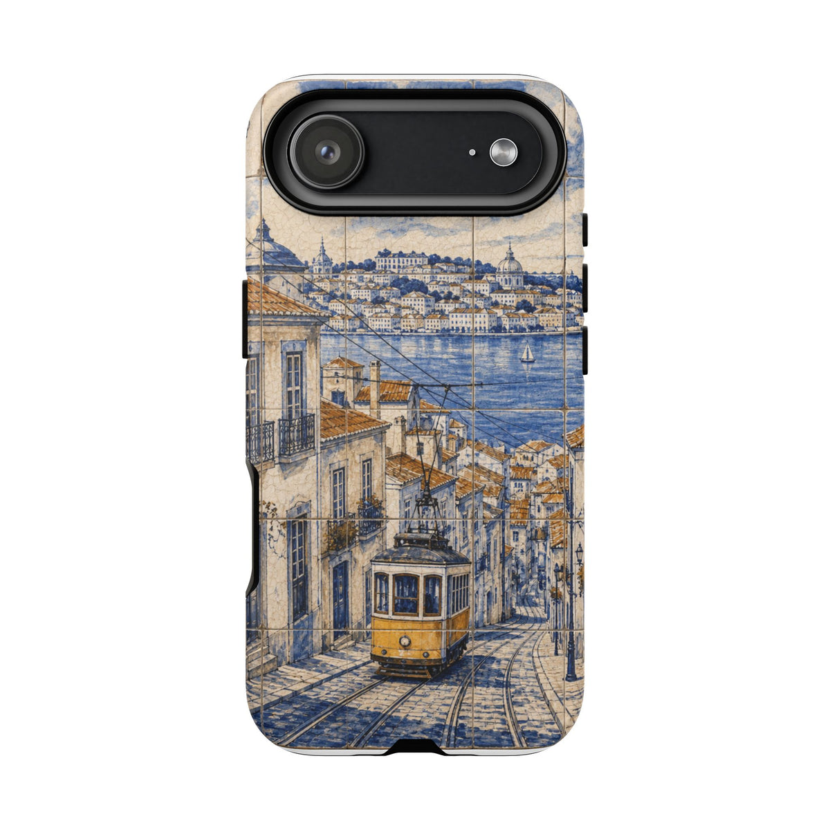 Lisbon Phone Case, Azulejo-Look Travel Art, Tough Protective Case, Matte or Glossy