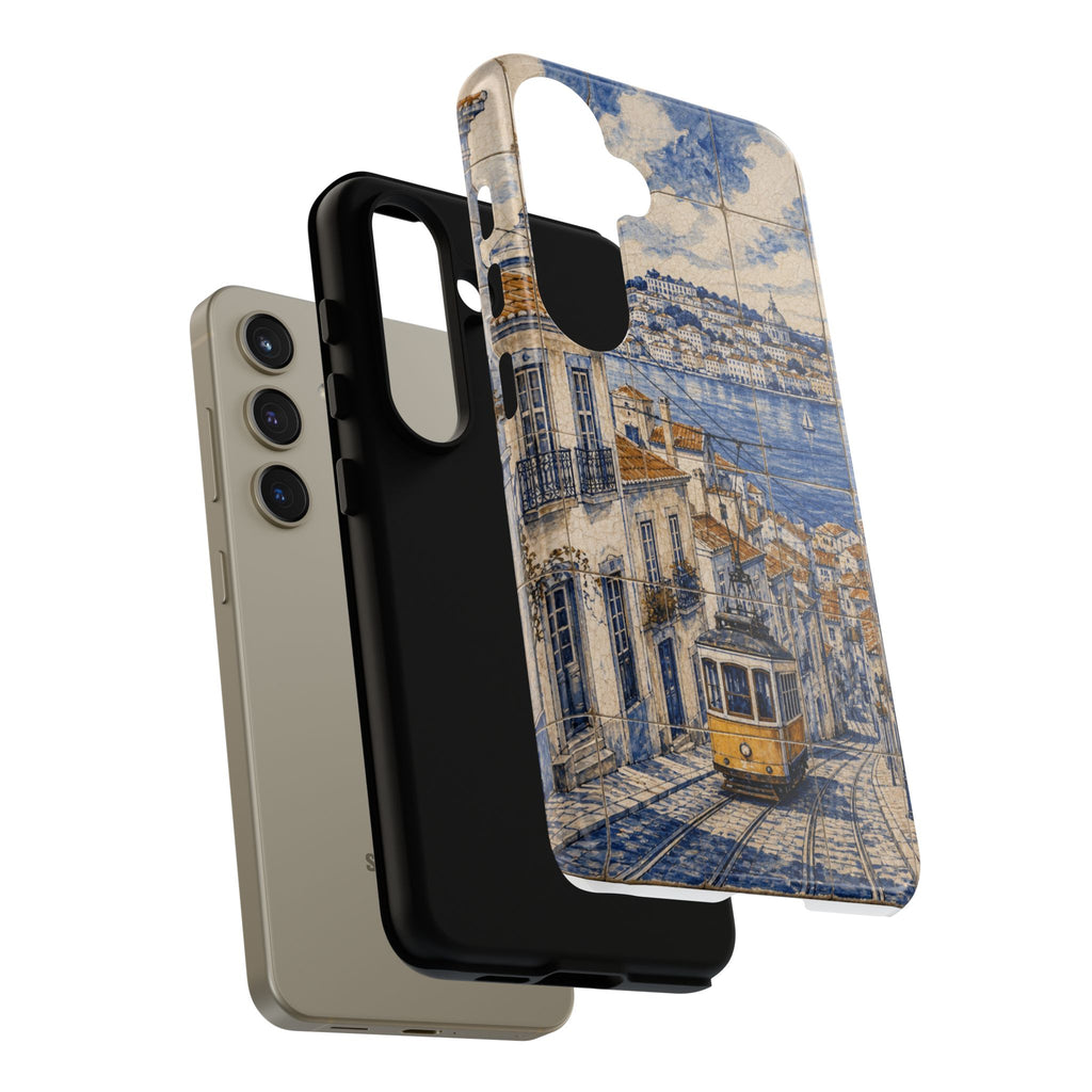 Lisbon Phone Case, Azulejo-Look Travel Art, Tough Protective Case, Matte or Glossy