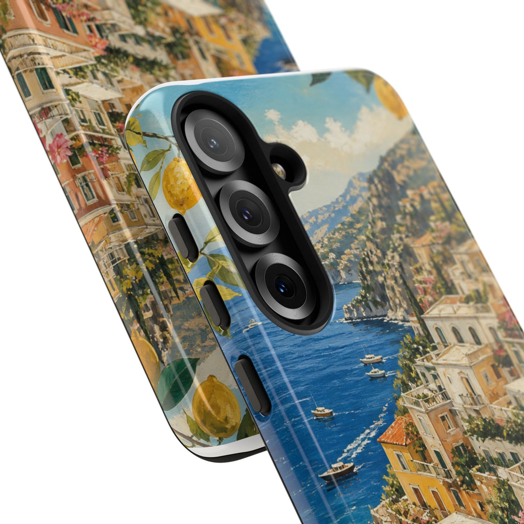 Amalfi Coast Phone Case, Coastal Travel Art, Tough Protective Case, Matte or Glossy