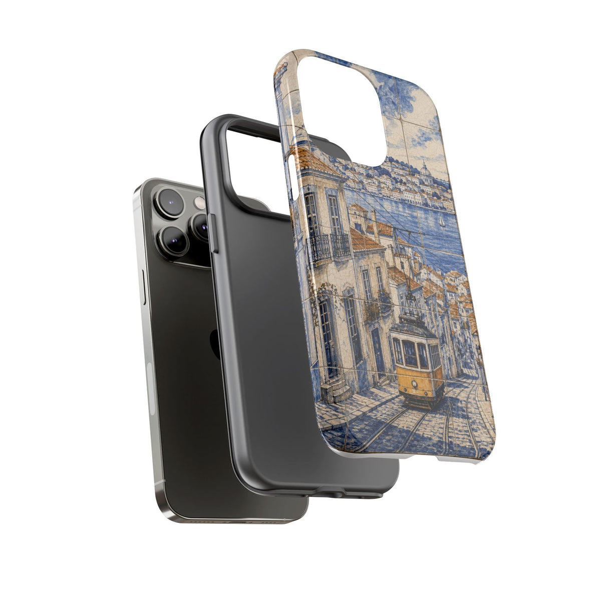 Lisbon Phone Case, Azulejo-Look Travel Art, Tough Protective Case, Matte or Glossy