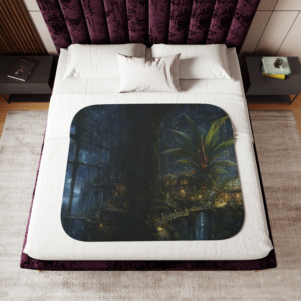 The Greenhouse at World's End Fantasy Sherpa Blanket