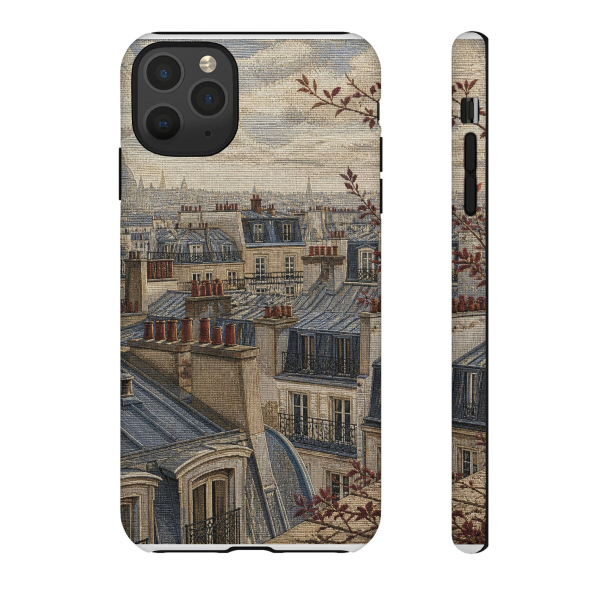 Paris Phone Case, Jacquard-Look Travel Art, Tough Protective Case, Matte or Glossy