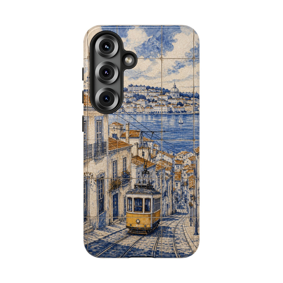 Lisbon Phone Case, Azulejo-Look Travel Art, Tough Protective Case, Matte or Glossy
