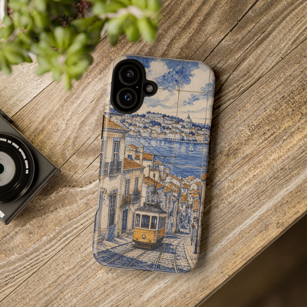 Lisbon Phone Case, Azulejo-Look Travel Art, Tough Protective Case, Matte or Glossy