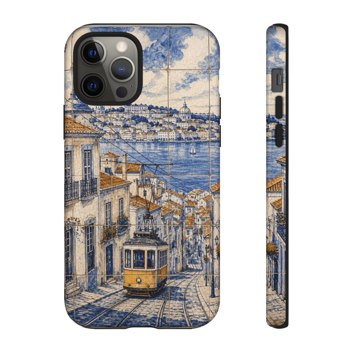 Lisbon Phone Case, Azulejo-Look Travel Art, Tough Protective Case, Matte or Glossy