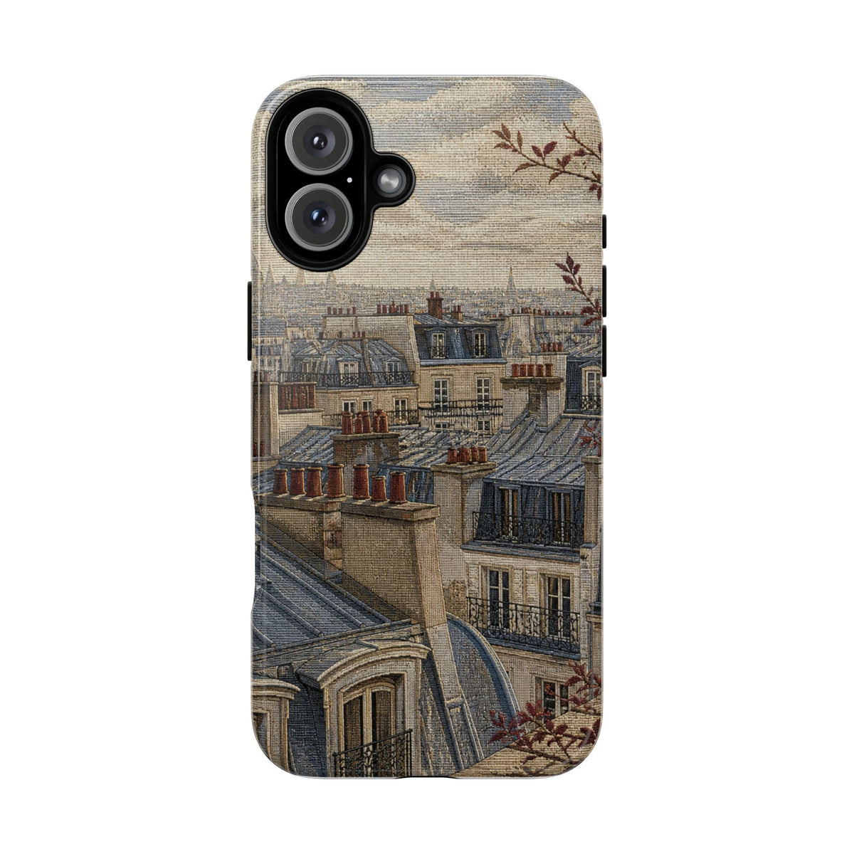 Paris Phone Case, Jacquard-Look Travel Art, Tough Protective Case, Matte or Glossy