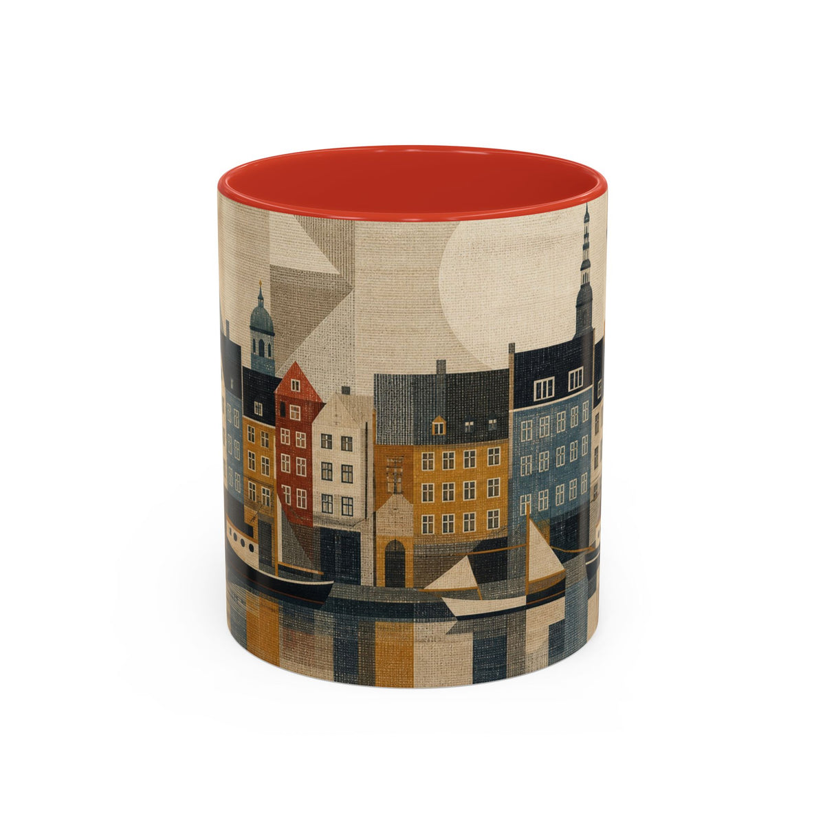 Copenhagen Accent Coffee Mug, Material-Look Travel Art, 11oz 15oz