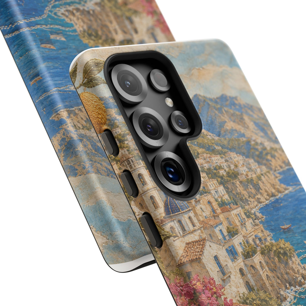 Amalfi Coast Phone Case, Fresco Embroidery-Look Art, Tough Protective Case