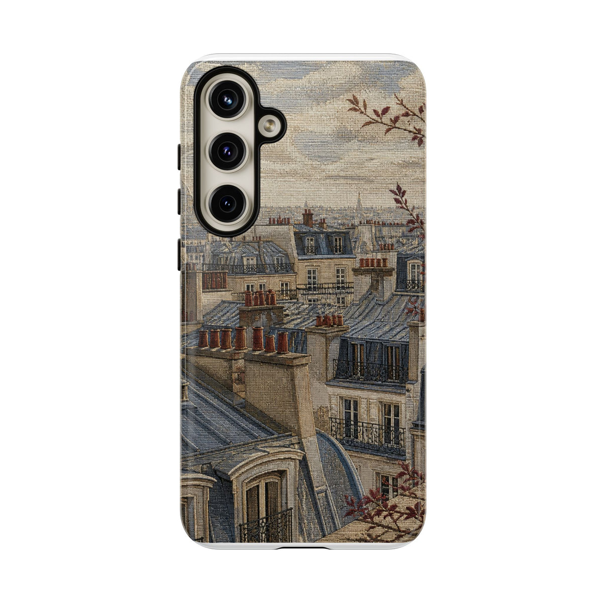 Paris Phone Case, Jacquard-Look Travel Art, Tough Protective Case, Matte or Glossy