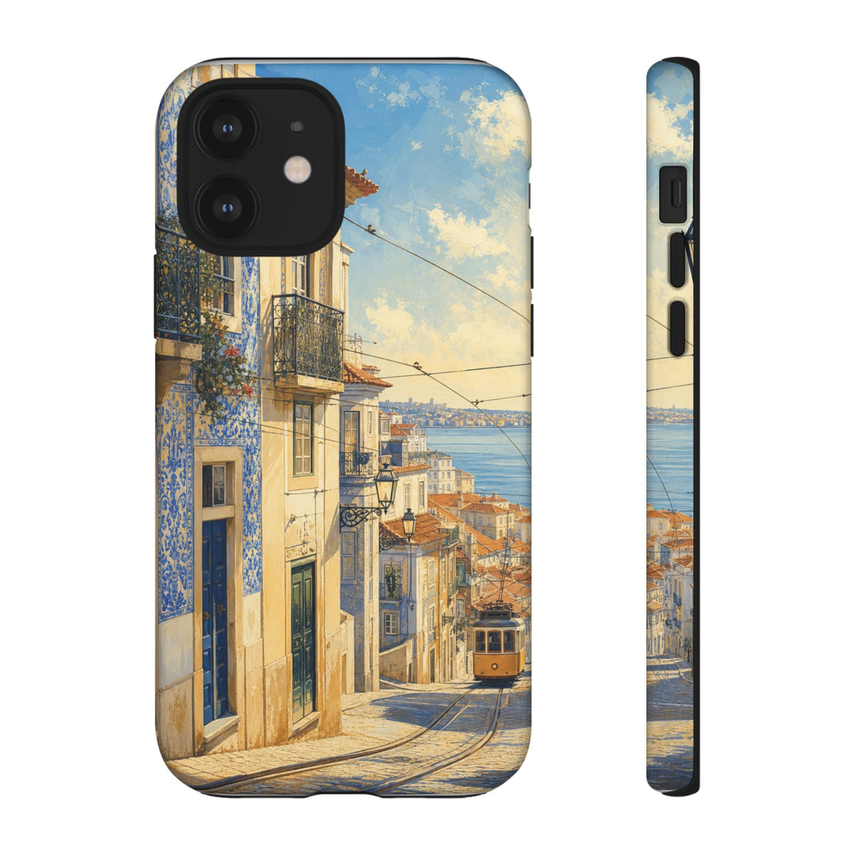 Lisbon Phone Case, Tram Street Travel Art, Tough Protective Case, Matte or Glossy